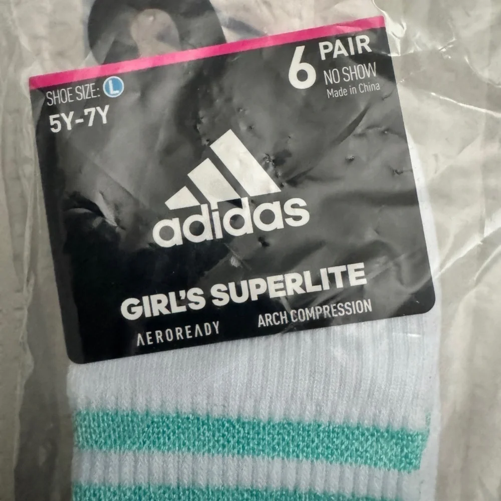 Girls Adidas Socks- 6 pack